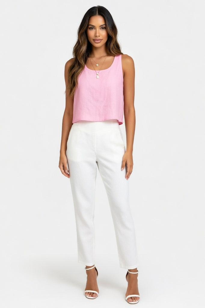 Cotton Linen Camisole Top — Pink