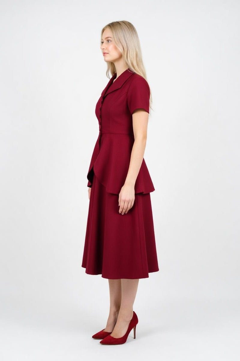 Ruffle Detail Blazer & Skirt Set — side view