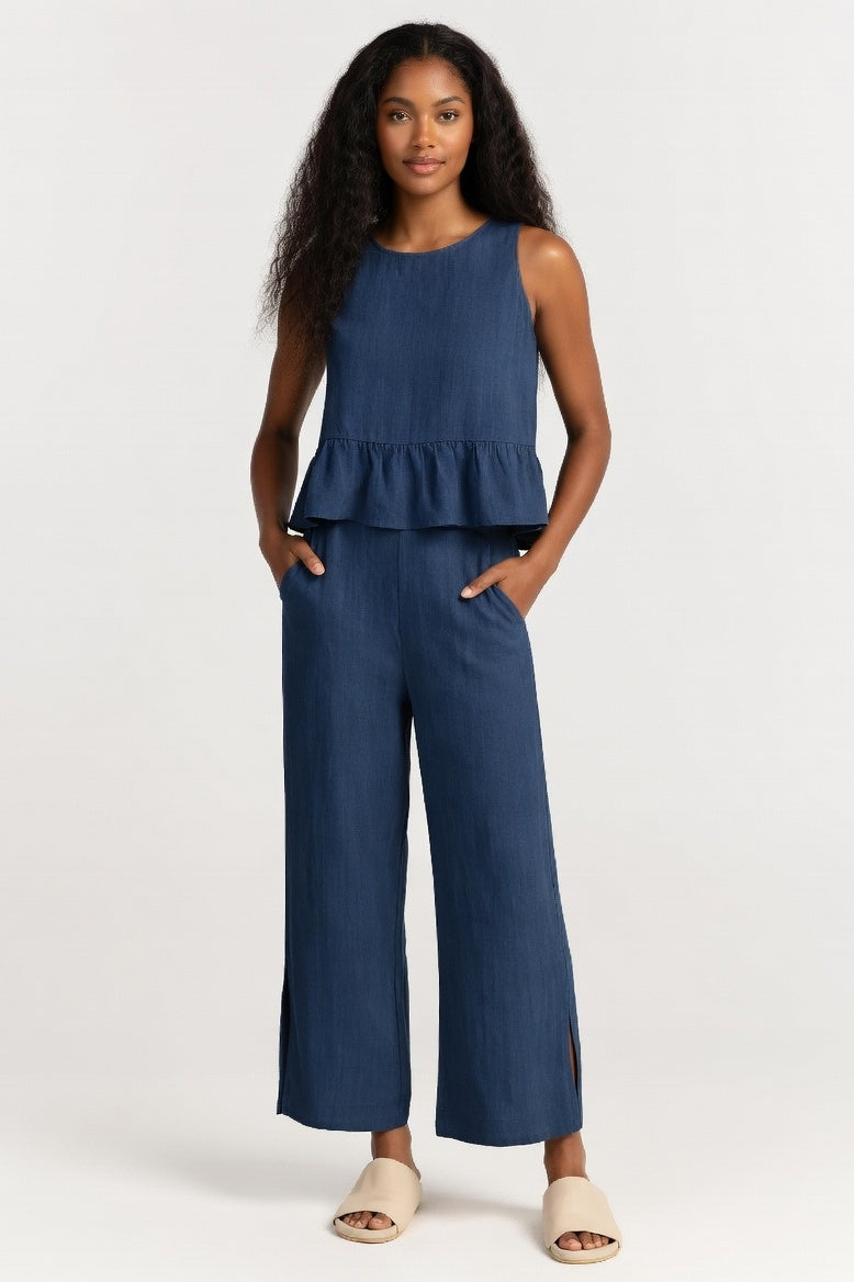 Sleeveless Co-ord Set — Navy Blue