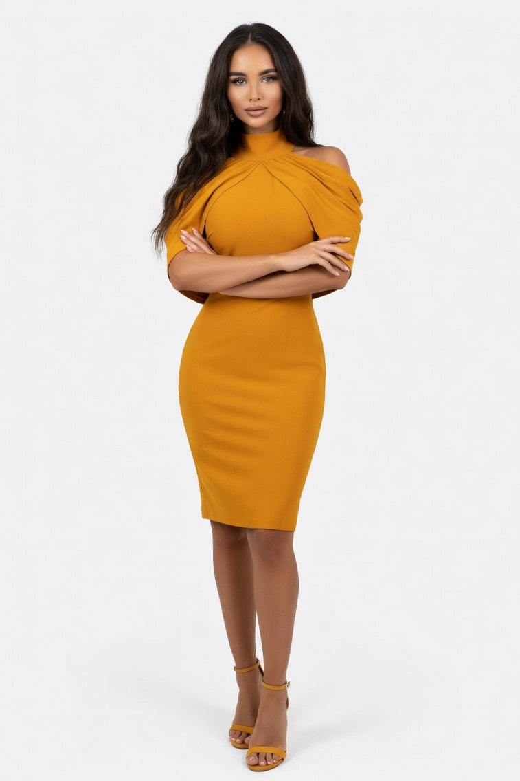 Halter Neck Bodycon Midi — Earth Yellow