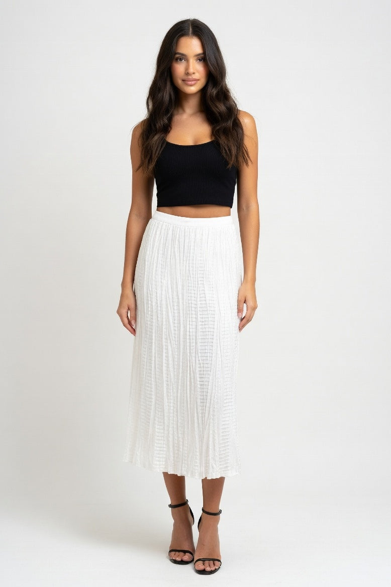 Pleated A-Line Skirt — White