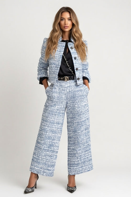 Tailored Blazer Wide Leg Co-ord — Light Blue
