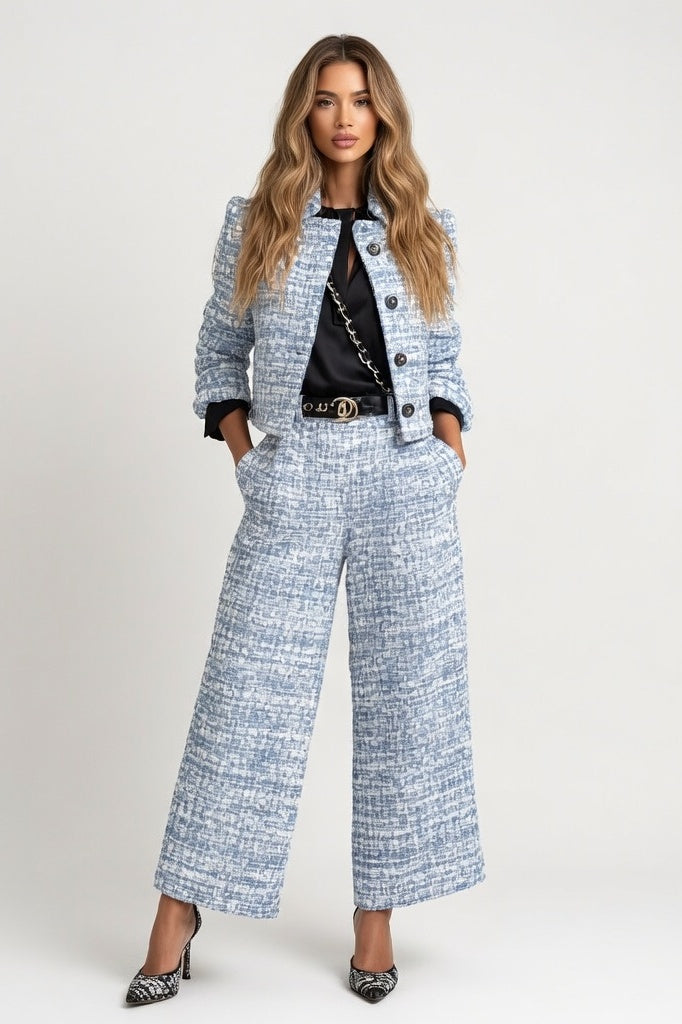 Tailored Blazer Wide Leg Co-ord — Light Blue