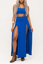 Front Split Maxi Skirt — Blue