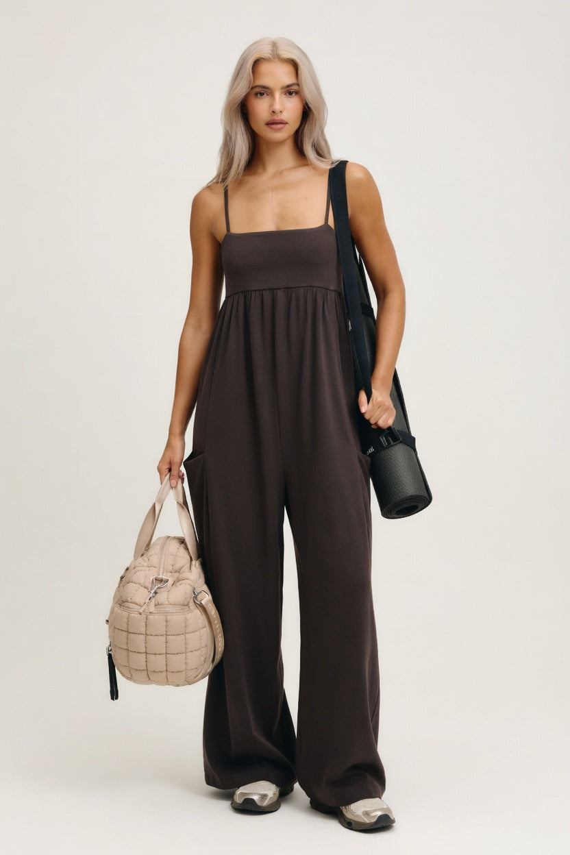 Off-Shoulder Column Dress — Coffee