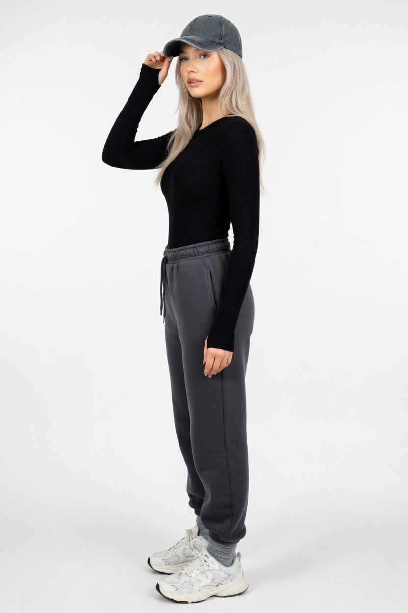 Ribbed Long Sleeve Fitted Top — side view