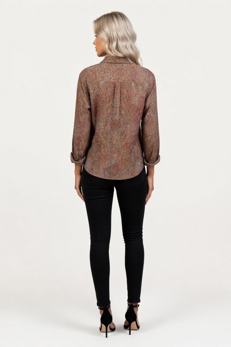 Printed Cotton-Linen Shirt — back view
