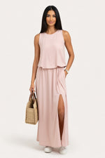 Modal Halter Midi Dress — Khaki