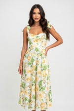 Halter Floral Midi Dress — Yellow