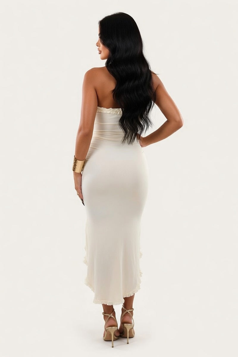 Ruffle Detail Tube Dress — back view