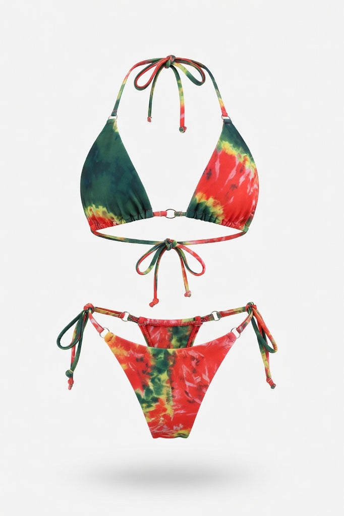 Triangle Bikini Set — Red Floral
