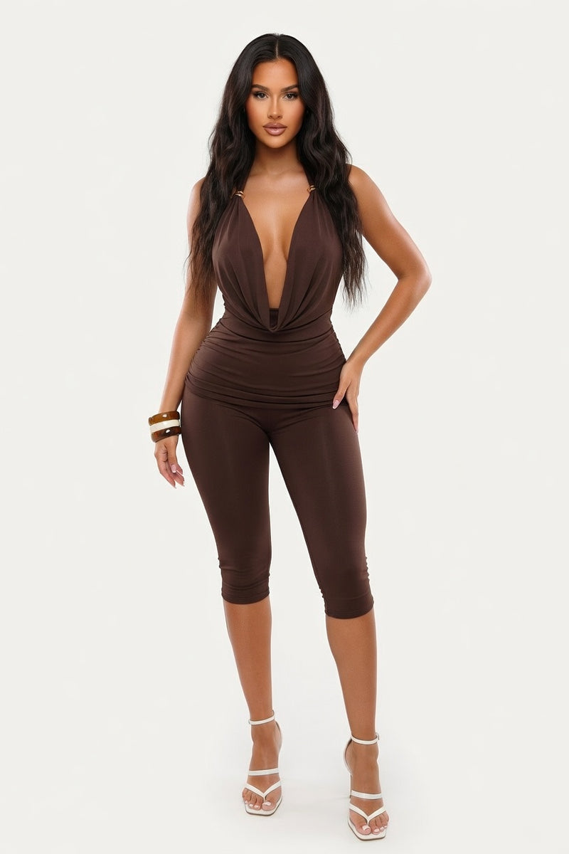 Halter Metal Detail Co-ord Set — front view