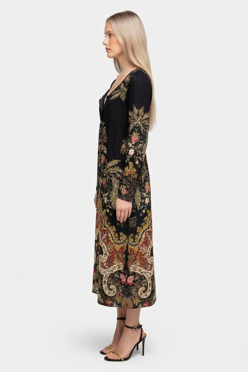 Printed Shirt Dress with Pockets — side view
