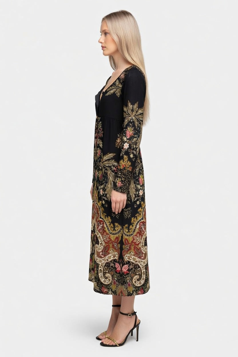 Printed Shirt Dress with Pockets — side view