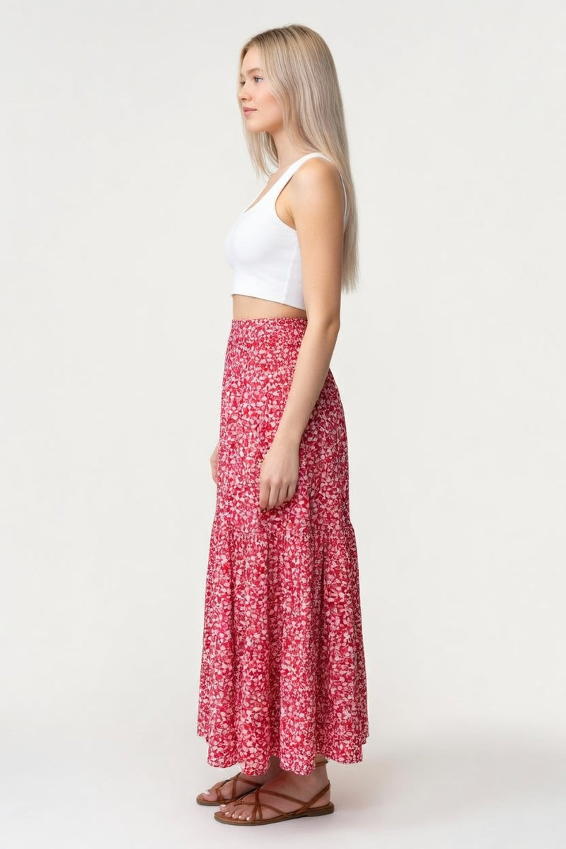 Floral A-Line Midi Skirt — side view