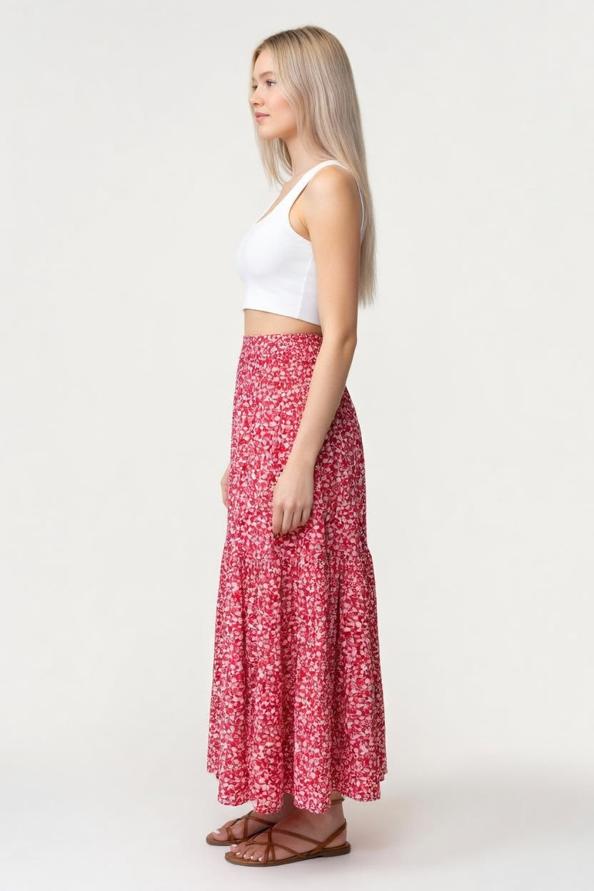 Floral A-Line Midi Skirt — side view