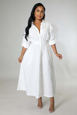Belted Shirt Dress — White — colour variant