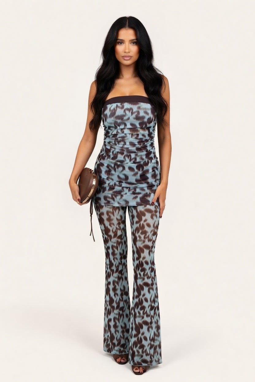 Printed Tube Top & Trouser Co-ord — front view