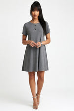 Short Sleeve Mini Dress — Grey