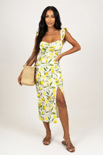 French Floral Halter Slip Dress — Lemon Yellow