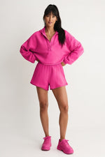 Draped Wide Leg Loungewear Pants — Rose Red