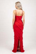 Halter Backless Dress with Side Slit — back view