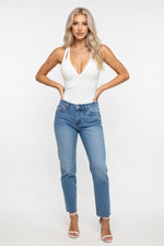 Deep V Halter Top — White