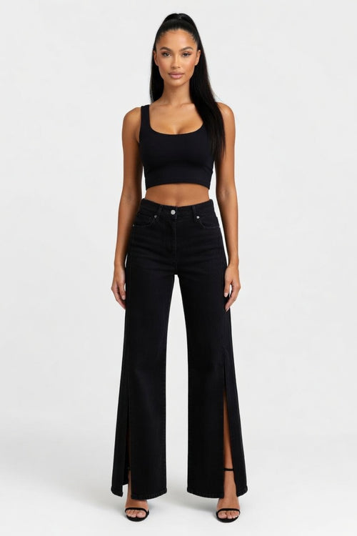 High Waist Straight Leg Jeans — front view