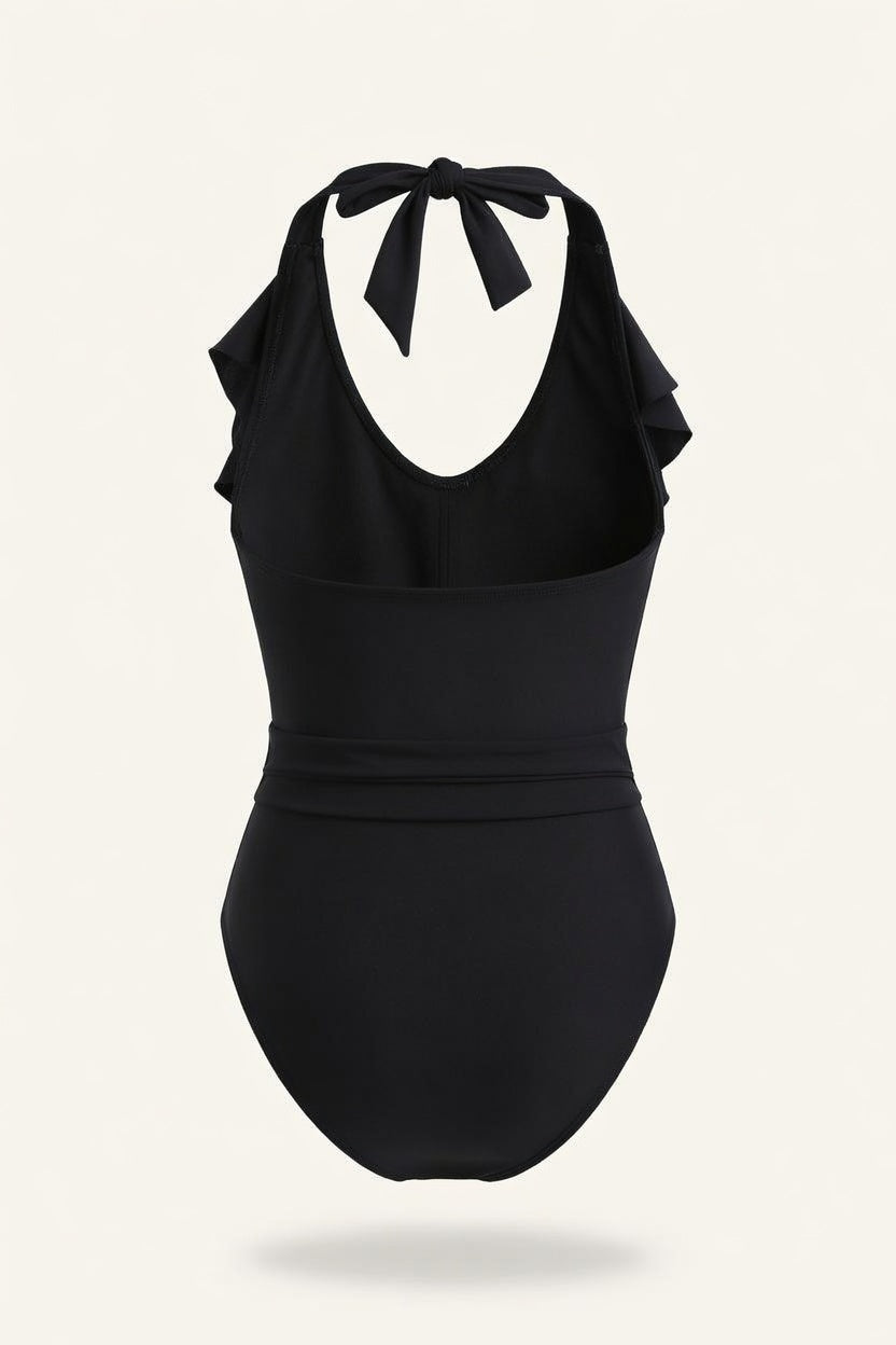Ribbed One-Piece Swimsuit — back view