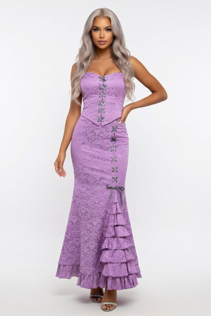 Gothic Fishtail Maxi Skirt — Light Purple