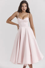 Double Layer Mesh Halter Dress — Pink — colour variant
