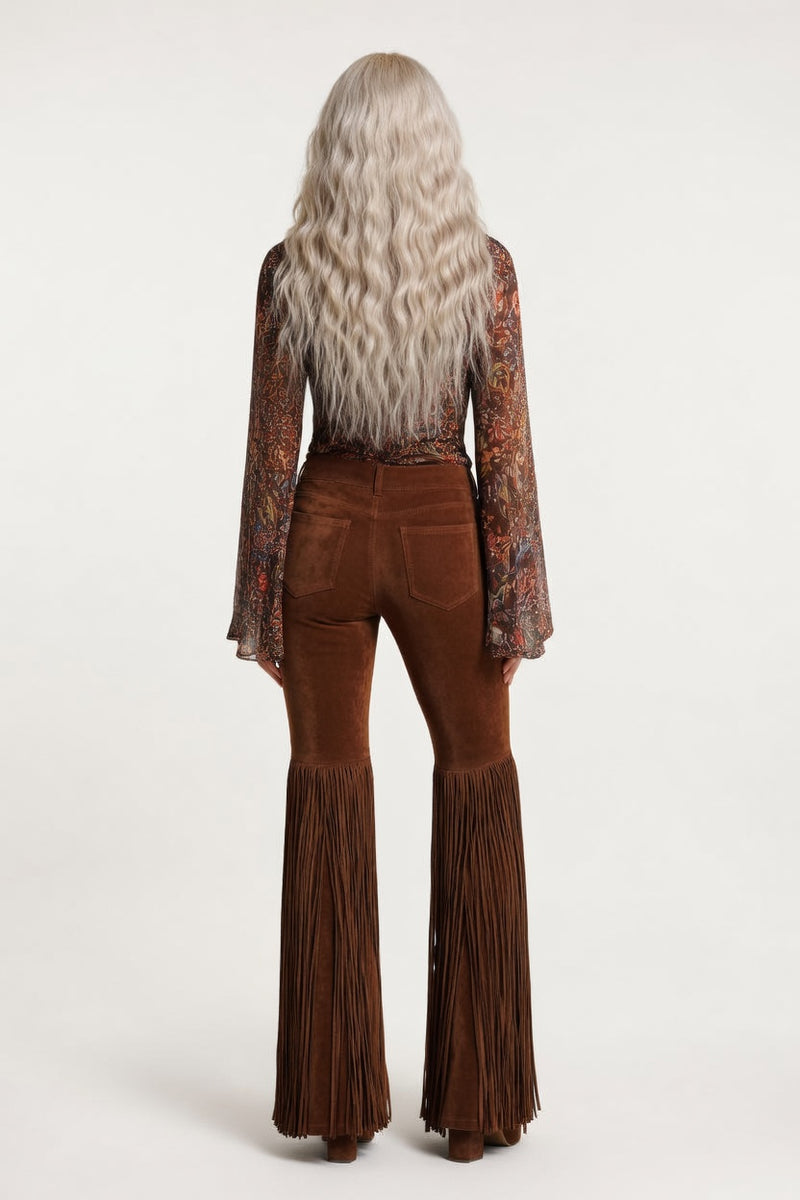 Suede Tassel Trousers — back view