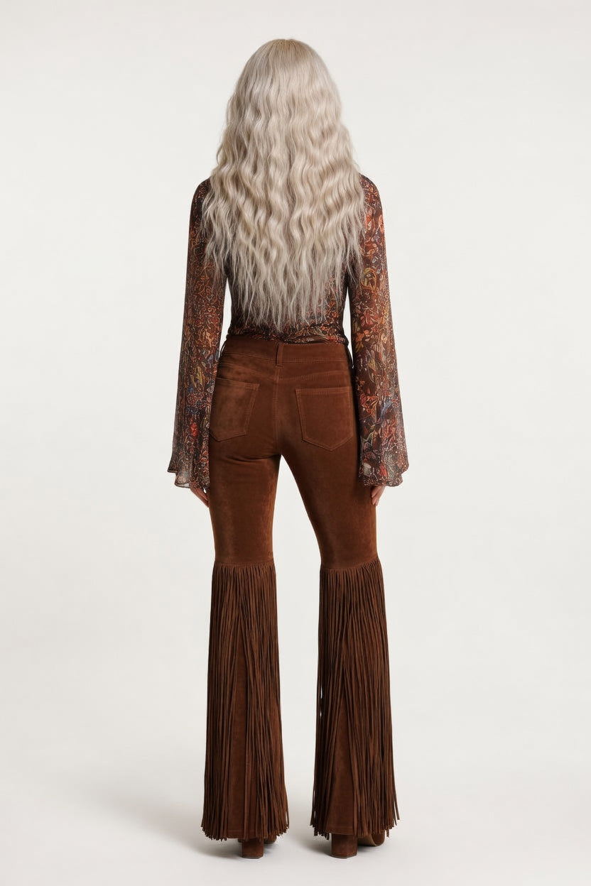 Suede Tassel Trousers — back view