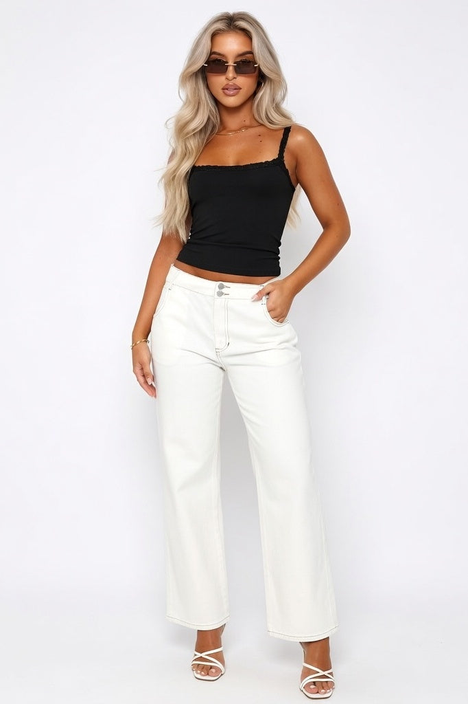 Lace Halter Top — Black