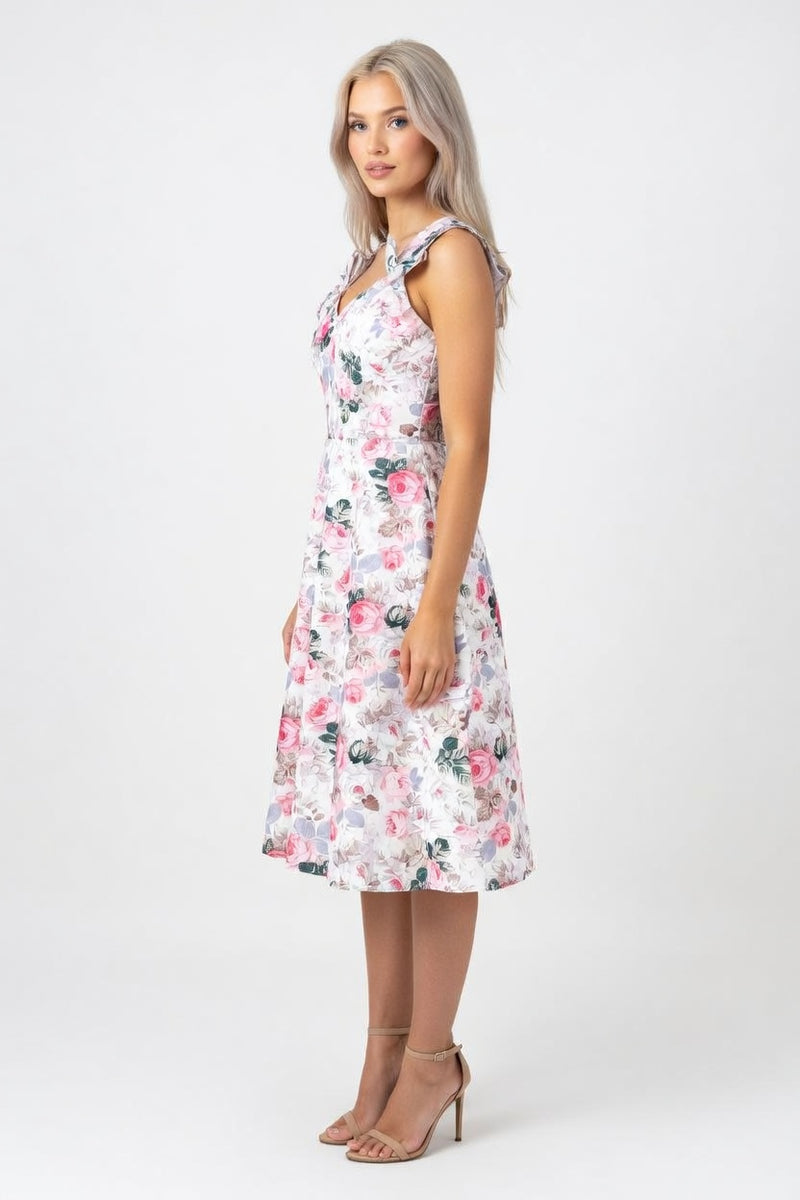 Printed Bow Detail Mini Dress — side view