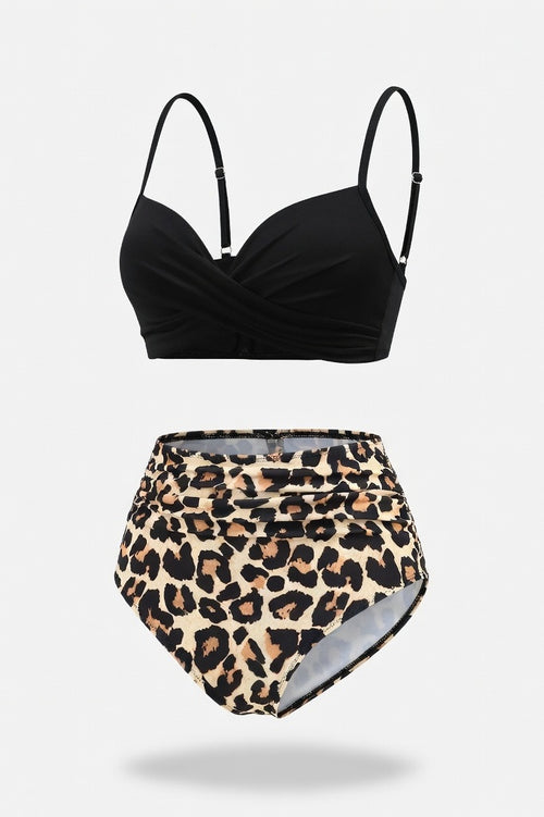 High Waist Split Bikini Set — Black