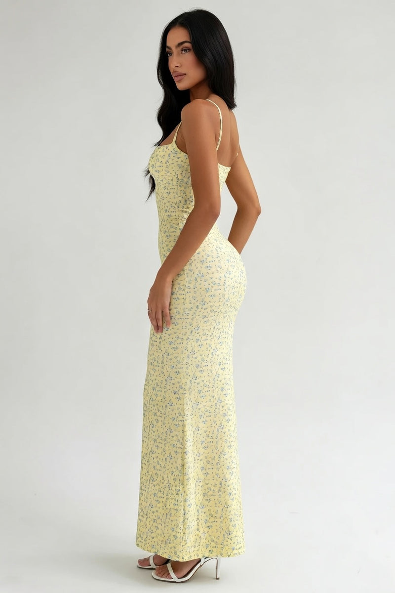 Strapless Floral Midi Dress — side view