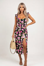 French Floral Halter Slip Dress — front view