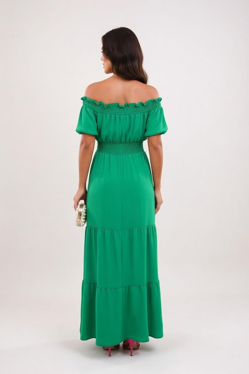 Off-Shoulder Midi Dress — back view