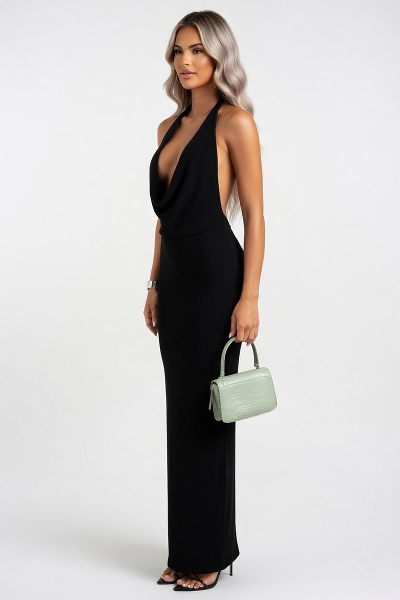 Halter Pleat Mini Dress — side view