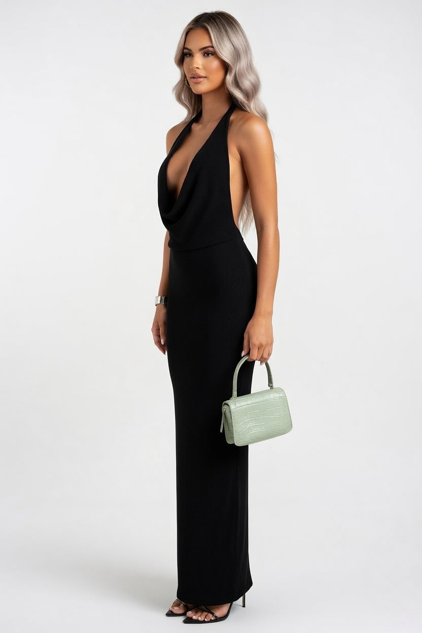 Halter Pleat Mini Dress — side view