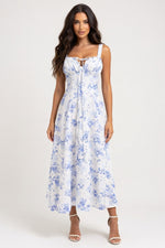 Printed Halter Dress — Blue Floral