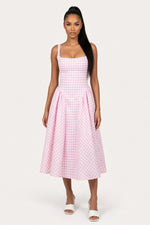 Square Neck Printed Slip Dress — Pink