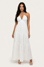Deep V Halter Dress — front view