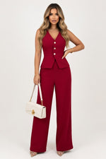 Sleeveless Co-ord Set — Red