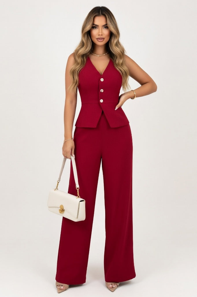 Sleeveless Co-ord Set — Red