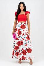 Camisole Top & Mini Skirt Co-ord Set — Red Print