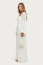 Square Neck Lantern Sleeve Dress — side view
