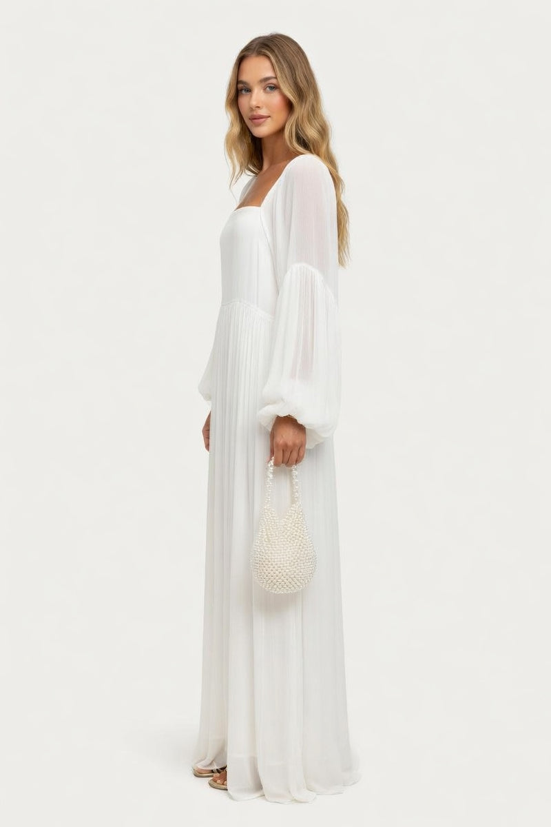 Square Neck Lantern Sleeve Dress — side view