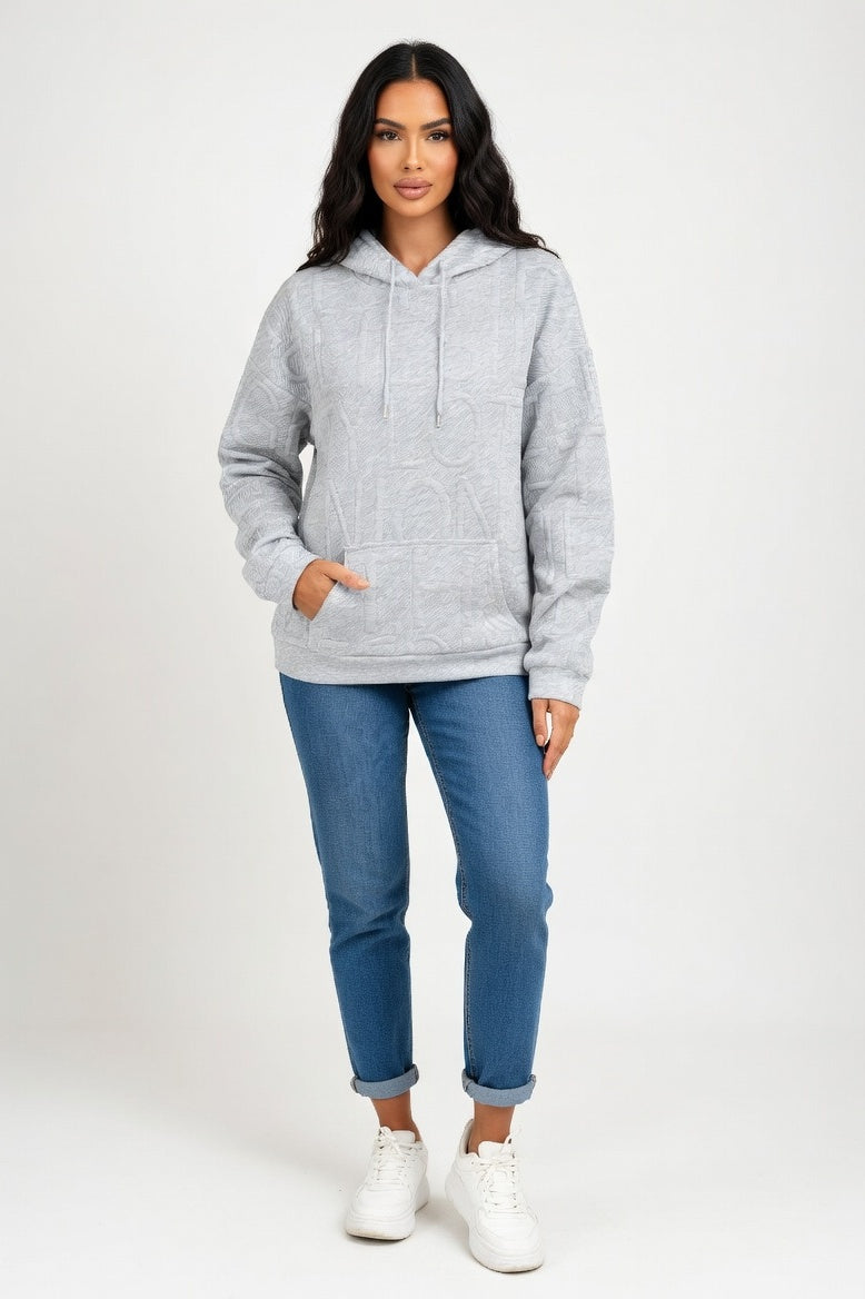 Letter Print Sweatshirt — Grey